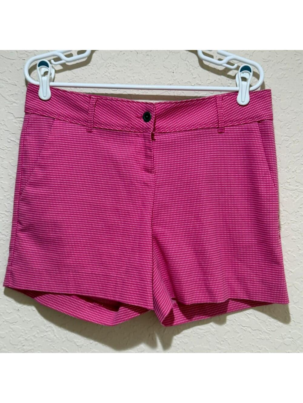 Isaac Mizrahi Women's Chino Shorts Pink White Micro Dots Bright Preppy Casual 10 - Picture 2 of 12